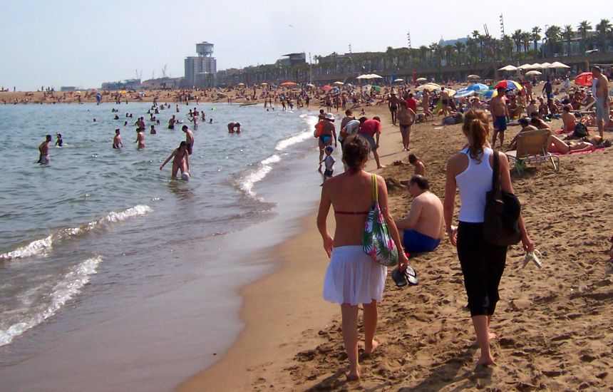 Beach at Barcelona on the Costa Brava in Northern Spain