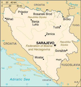 Map of Bosnia & Herzegovina