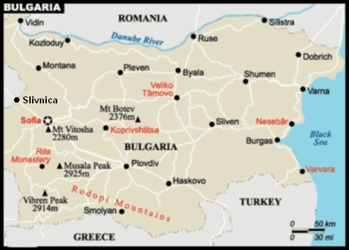 Tourism Map of Bulgaria