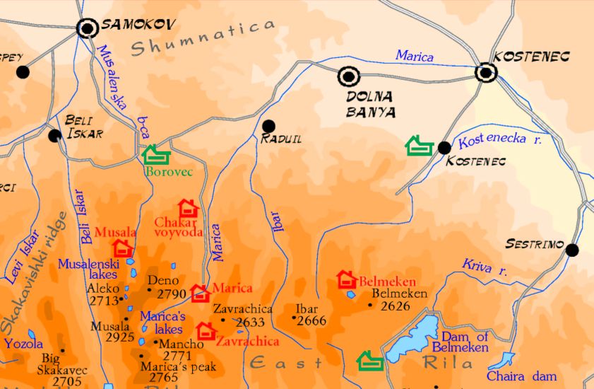 Location Map for Mount Musala in Rila Mountains of Bulgaria
