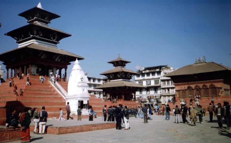 Medieval Pagoda-style Temples in Durbar Square in Kathmandu