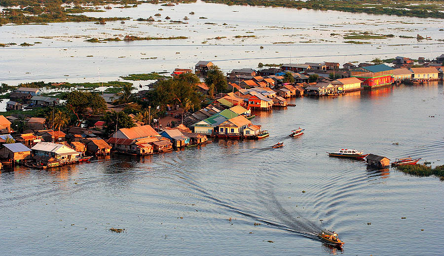 Floating Village on Tonle Sap Lake in NW Cambodia