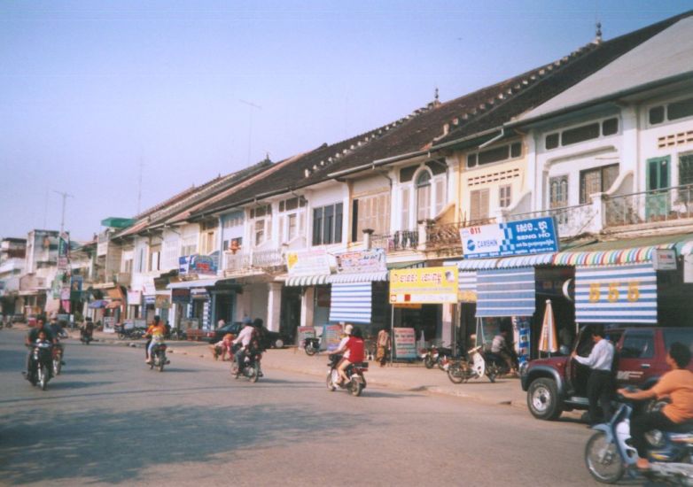 Shophouses in Battambang in NW Cambodia