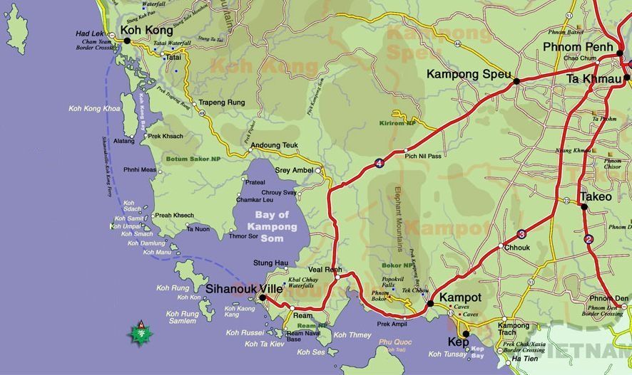 Map of the South Coast of Cambodia