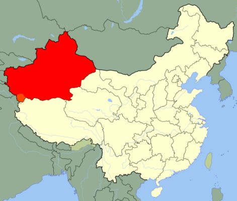 Location Map of Xinjiang in China