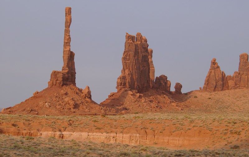 The Totem Pole and Sandstone Pinnacles in Monument Valley