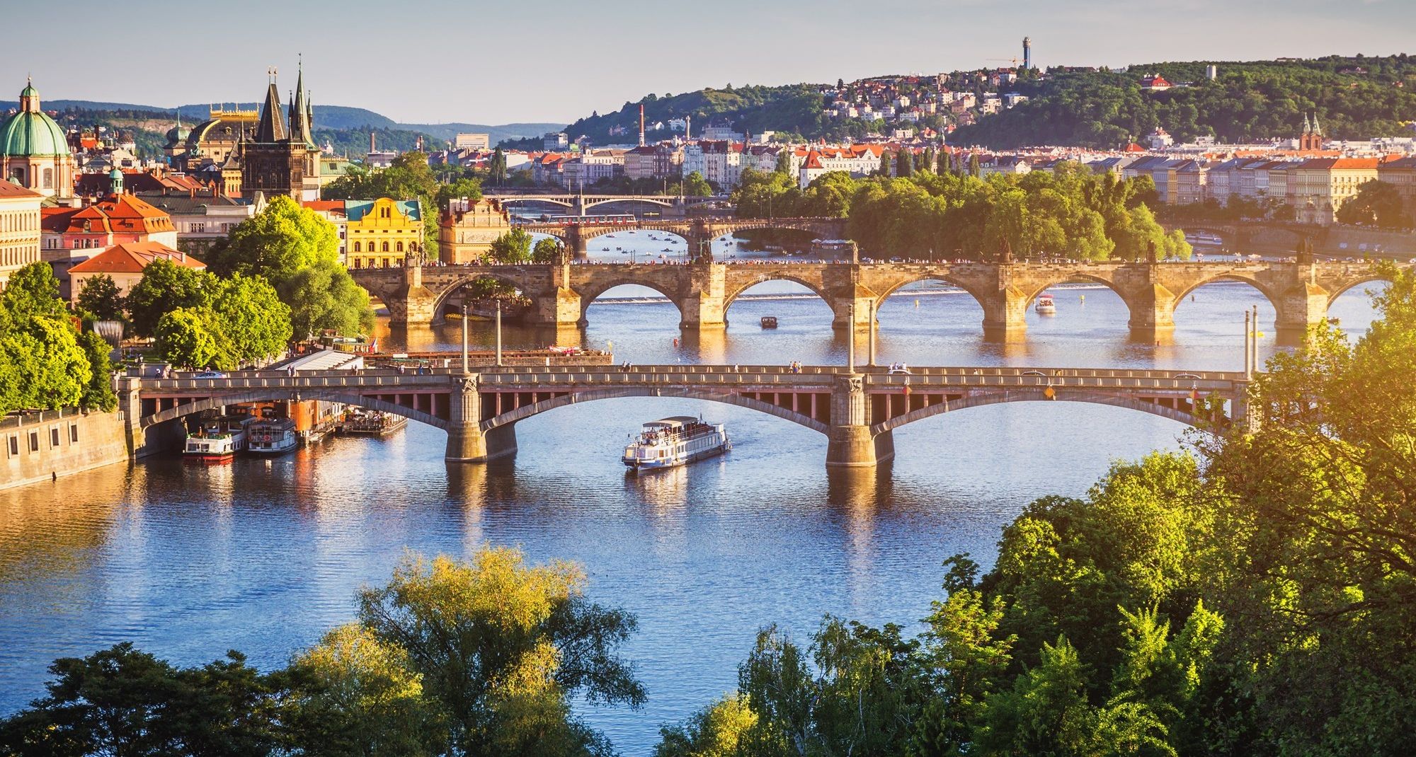 River Vltava flowing through Prague in Czech Republic