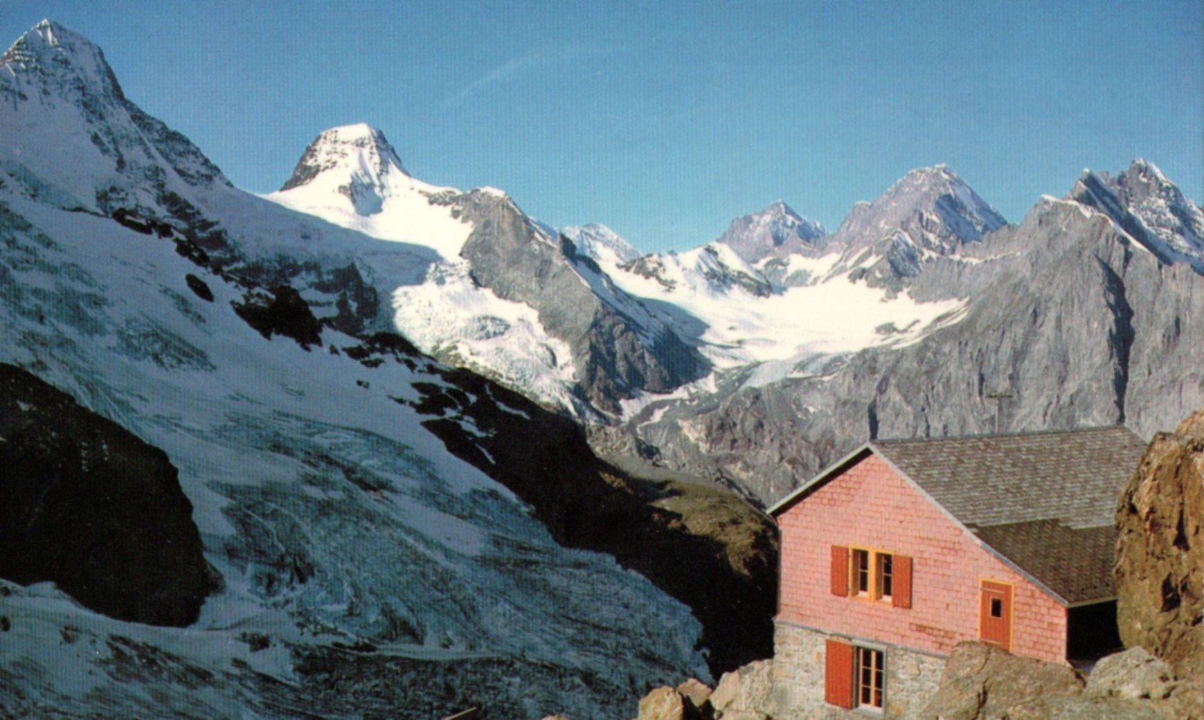 Tschingelhorn, Blumlisalphorn, Gspaltenhorn from Rottal Hut above Lauterbrunnen in the Bernese Oberlands region of the Swiss Alps