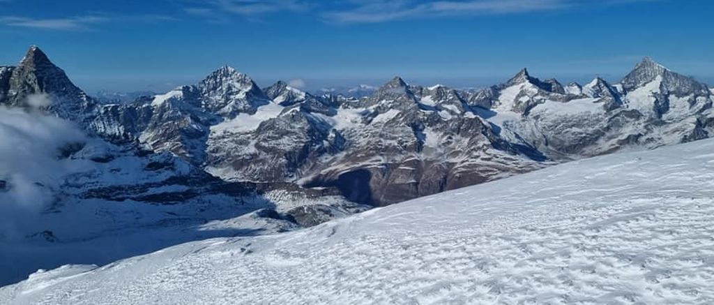 View from Breithorn above Zermatt in the Swiss Alps
