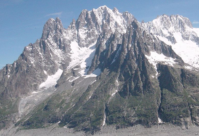 The Aiguille du Dru, the Aiguille Verte and Les Droites in the Mont Blanc Massif