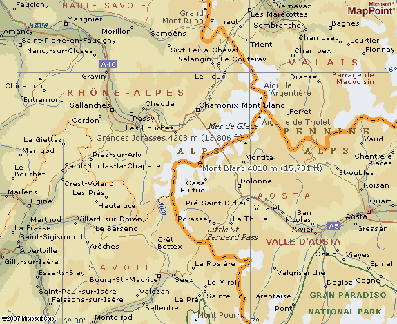 Location Map of Mont Blanc