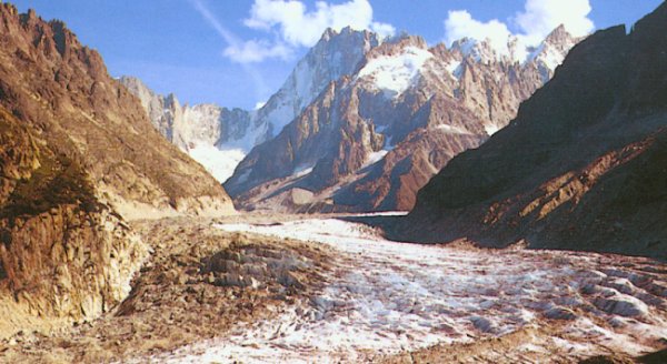 Grande Jorasses ( 4208m ) from Mer de Glace in the French Alps near Chamonix