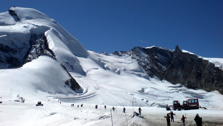 Ski slopes above Saas Fe in Switzerland