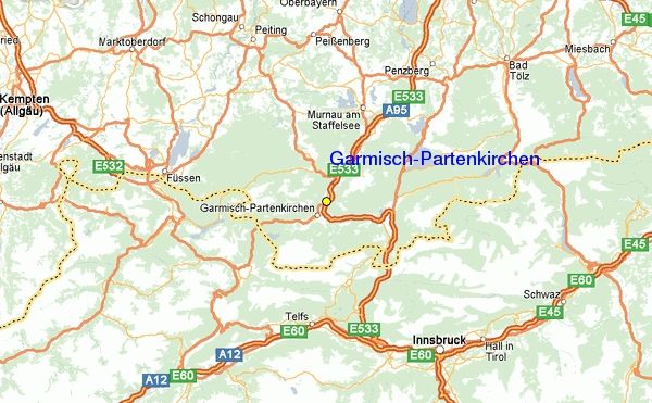 Location Map of Garmisch-Partenkirchen in Bavaria