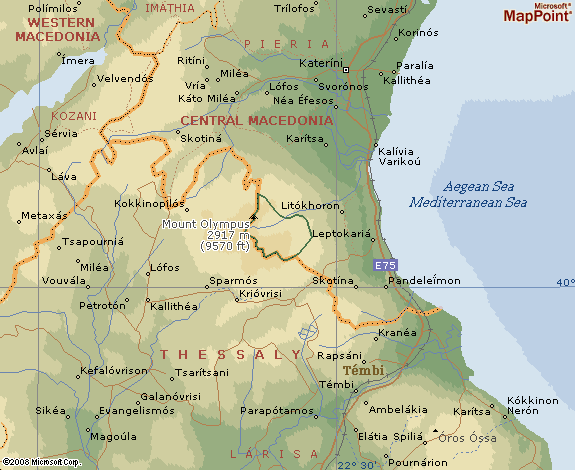 Location Map for Mount Olympus