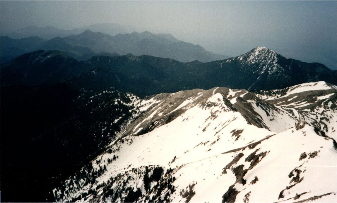 Summit View from Profitis Illias in the Taygettos Mountains in the Peleponnese of Greece