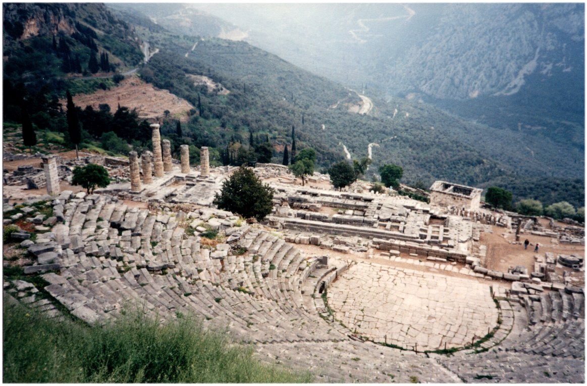 Apollo Temple and The Theatre at Delphi in Greece