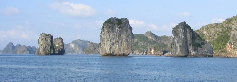 Limestone Outcrops ( karsts and islets ) Halong Bay in Northern Vietnam