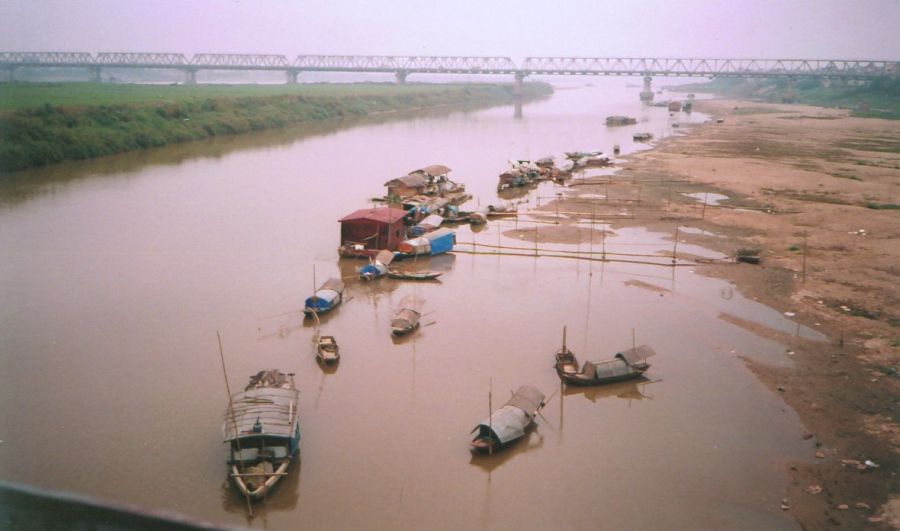 House Boats on the Red River at Hanoi