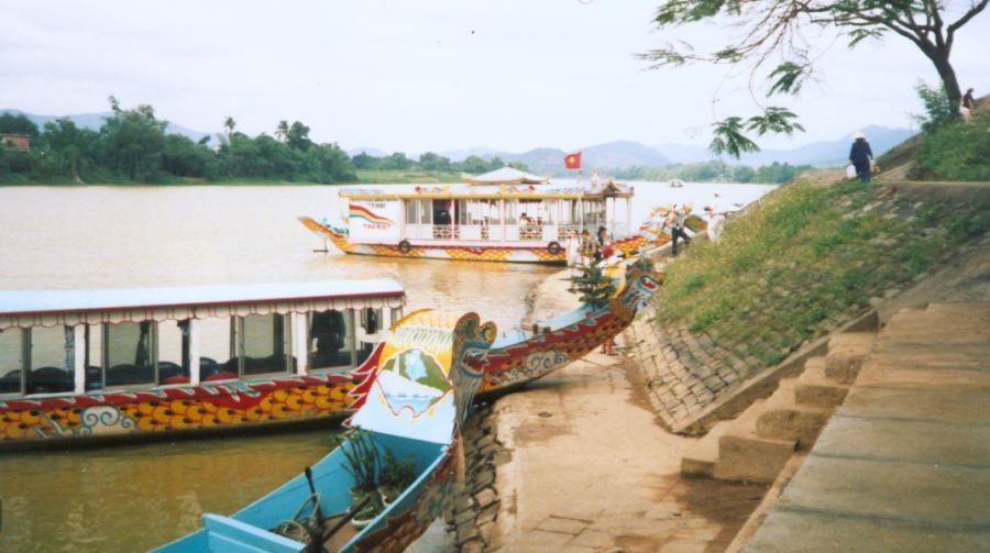 Dragon Boats on the Perfume River ( Song Huong ) at Hue