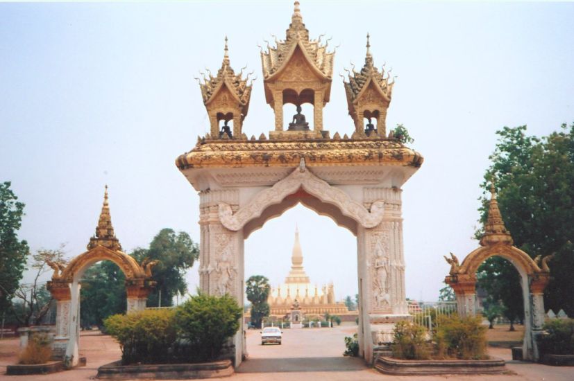 Entrance Archway to Wat That Luang in Vientiane