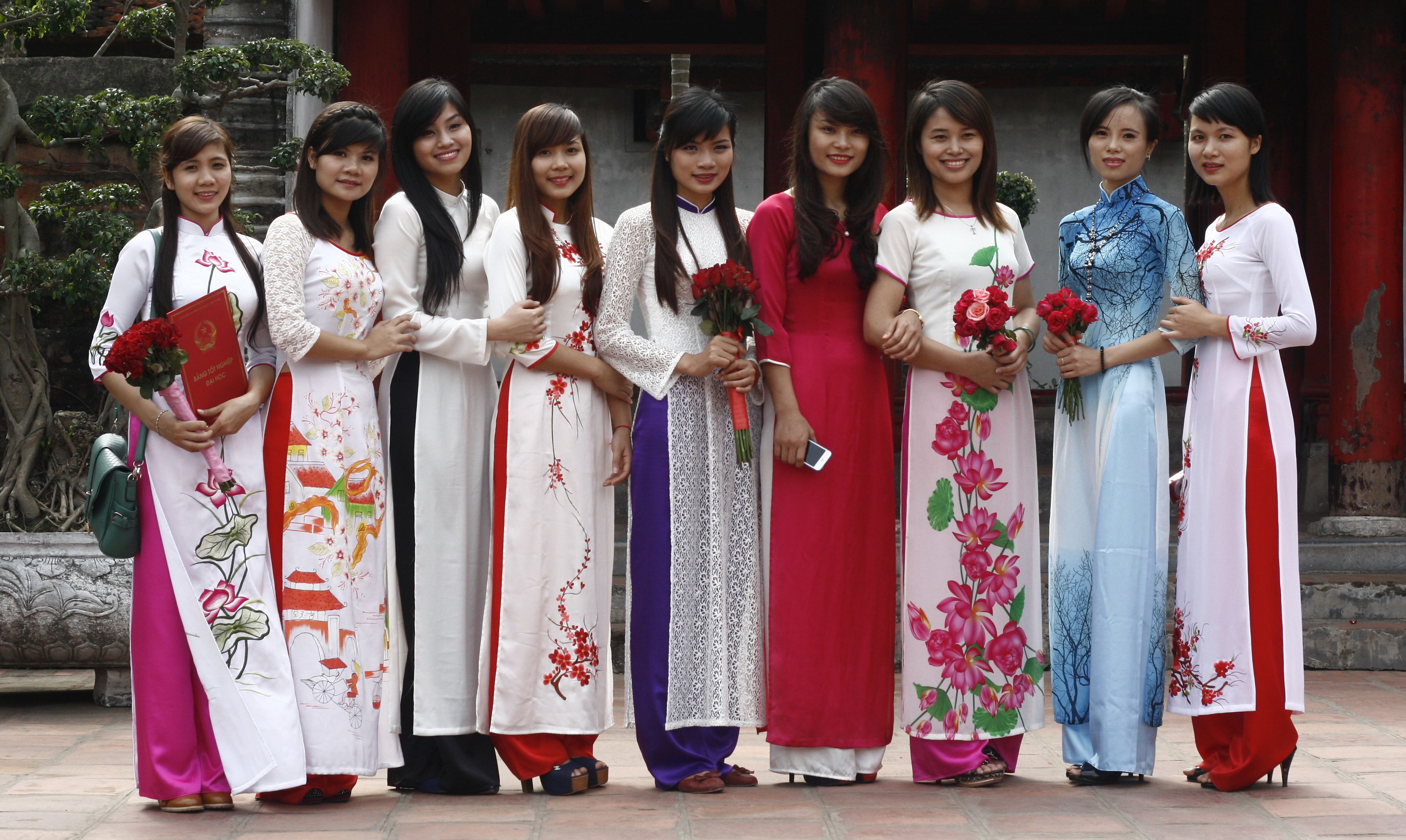 Vietnamese Girls in traditional Ao Dai dresses in Saigon ( Ho Chi Minh City )