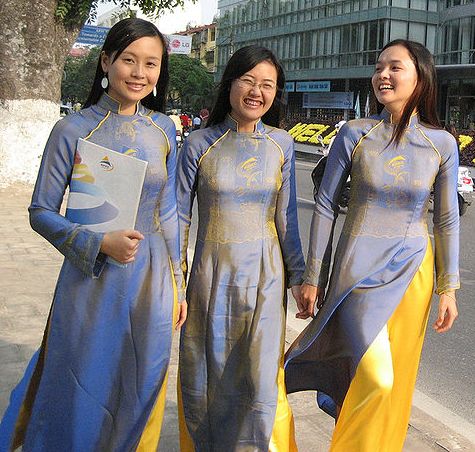 Vietnamese Girls in traditional Ao Dai dresses in Saigon ( Ho Chi Minh City )