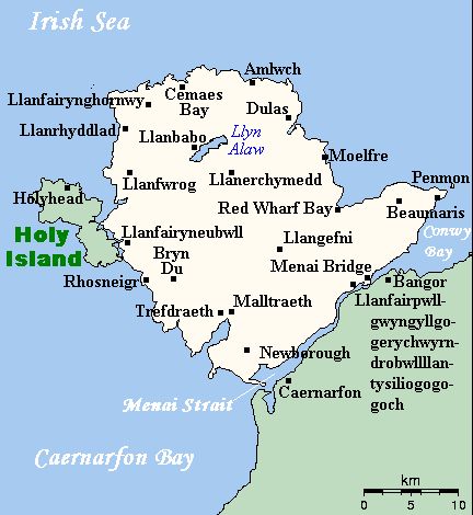 Location Map for Holyhead in Anglesey