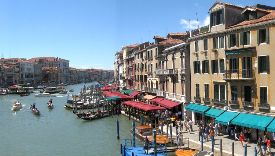 Grand Canal from Rialto Bridge in Venice in Italy