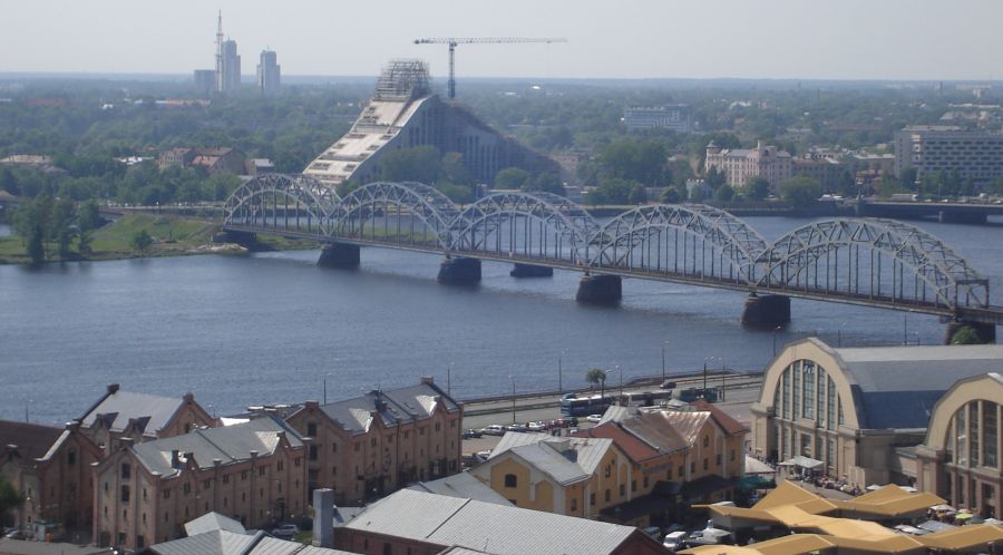 Railway Bridge over the Daugava River from the Academy of Science Building