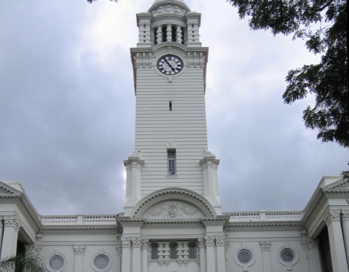 Clock Tower on the Victoria Theatre and Concert Hall in Singapore