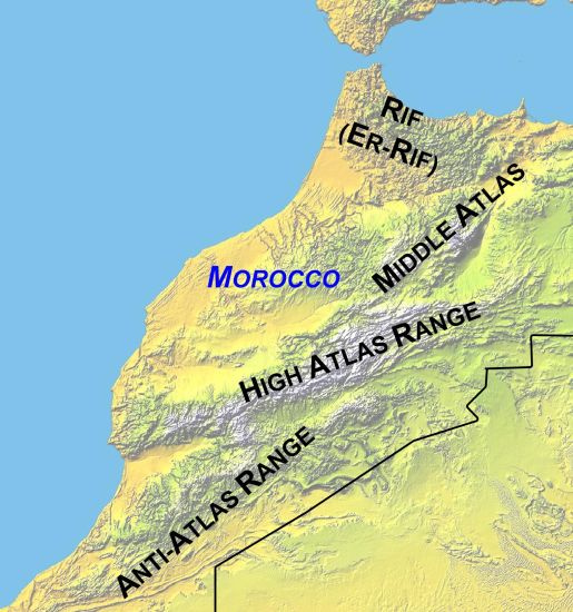 Map of Mountains of Morocco