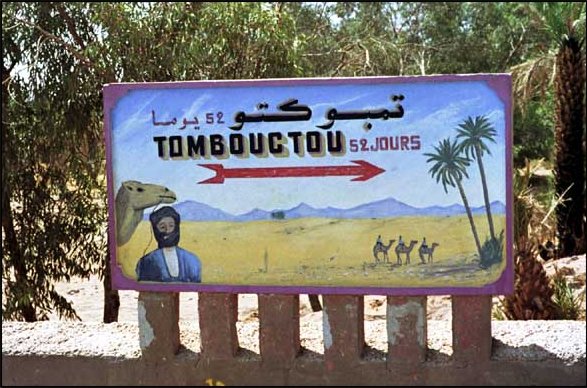 Road Sign to Timbuctoo in Zagora