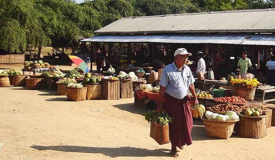 Local Market in Bagan in central Myanmar / Burma