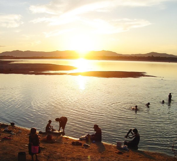 Sunset on Irrawaddy River at Bagan