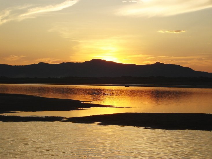 Sunset on Irrawaddy River at Bagan