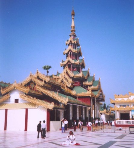 Burmese style pagoda on Upper platform of Shwedagon Paya in Yangon ( Rangoon ) in Myanmar ( Burma )