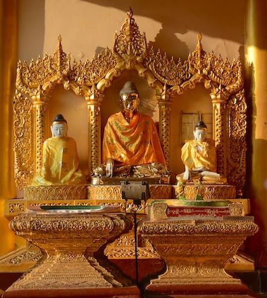 Buddhist icons at Botataung Paya in Yangon ( Rangoon ) in Myanmar ( Burma )