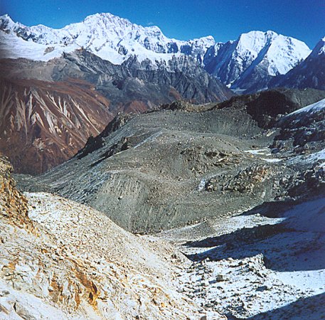 Gosainthan ( Shisha Pangma ) on ascent to Ganja La in the Langtang Himal of Nepal
