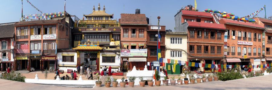 View from the Buddhist Stupa at Bodnath ( Baudhanath ) in Kathmandu