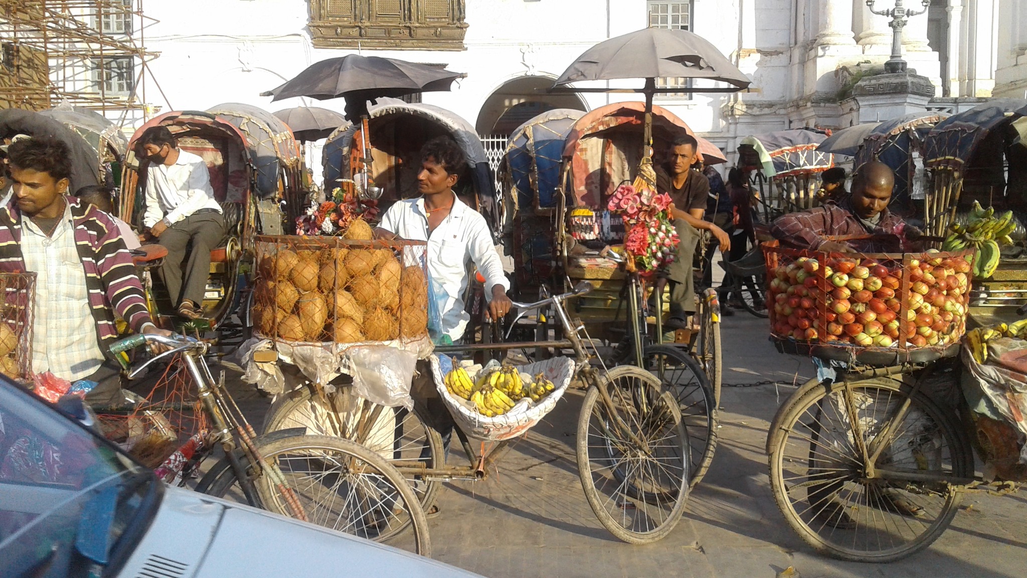 Rickshaws in Durbar Square in Kathmandu