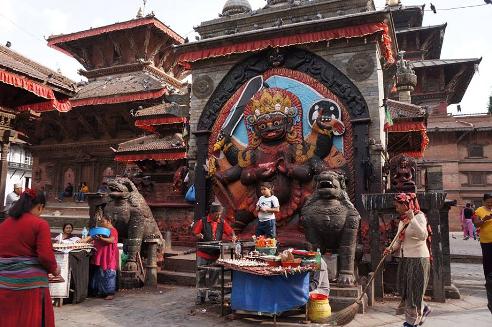 Hindu Effigy ( Swet Bhairadya ) in Durbar Square in Kathmandu
