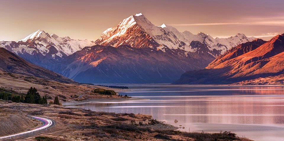 Lake Tekapo and Mount Cook in the Southern Alps of the South Island of New Zealand