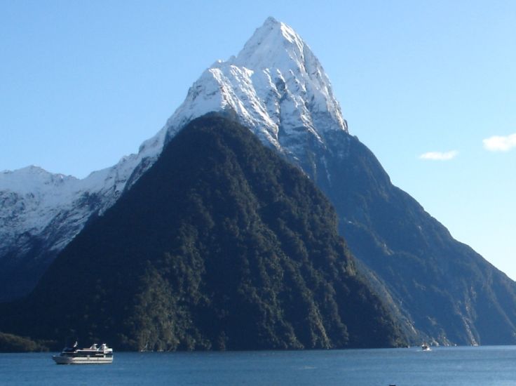 Mitre Peak in Milford Sound in Fjordland of the South Island of New Zealand