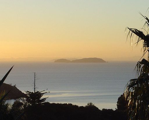 Sunset on Noises Islands in Hauraki Gulf in North Island of New Zealand