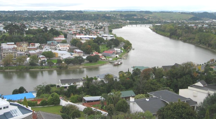 Wanganui City and Whanganui River in North Island of New Zealand