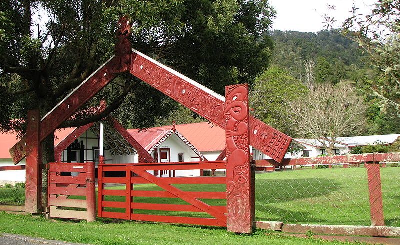 Maori Marae along the Whanganui River in North Island of New Zealand