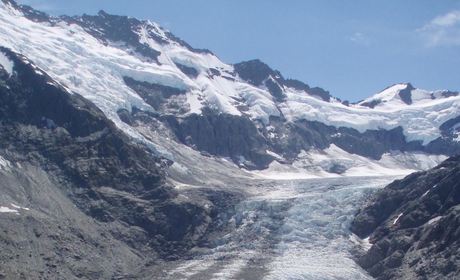 Dart Glacier in the Southern Alps of the South Island of New Zealand
