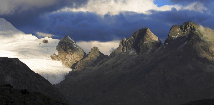 Yanapaccha Glacier and Nevado Chopicalqui in the Cordillera Blanca