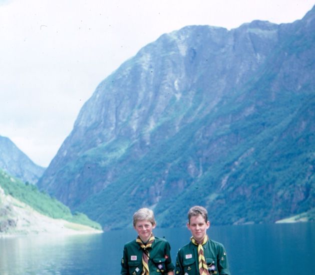 Members of 24th Glasgow ( Bearsden ) Scouts in Fjord in Norway